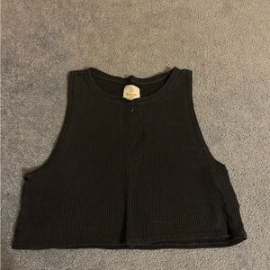 Aerie Black Textured Crop Top